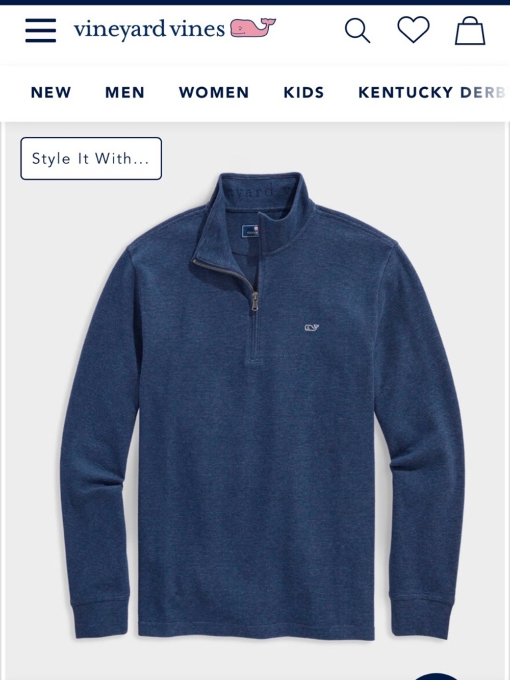 Vineyard Vines Men's Navy Heather Quarter Zip Pullover